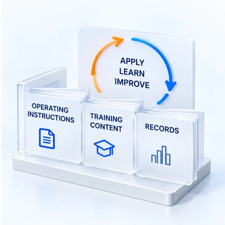 Apply, learn and improve connect operating instructions, training content and records.