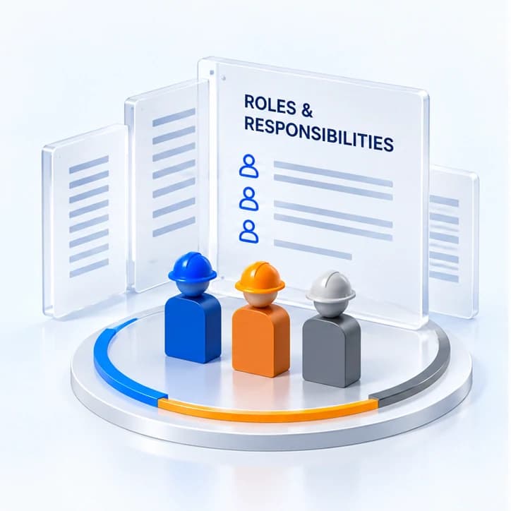 Three symbolic peg roles stand beside responsibility records.