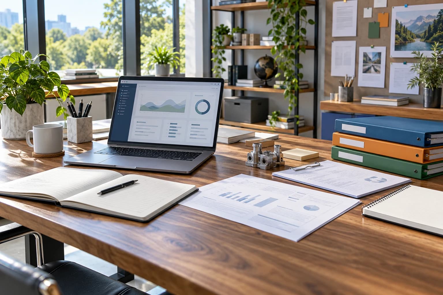 Illustrative business review workspace with evidence, working documents and implementation materials