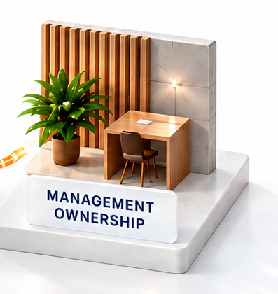 ownership object on a stone podium.
