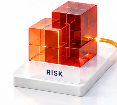 risk object on a stone podium.