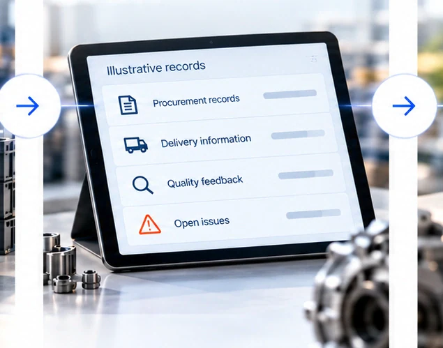 Supporting evidence: Connect procurement records with supplier follow-through and unresolved quality concerns. The embedded arrows connect this consideration with supplier follow-through.