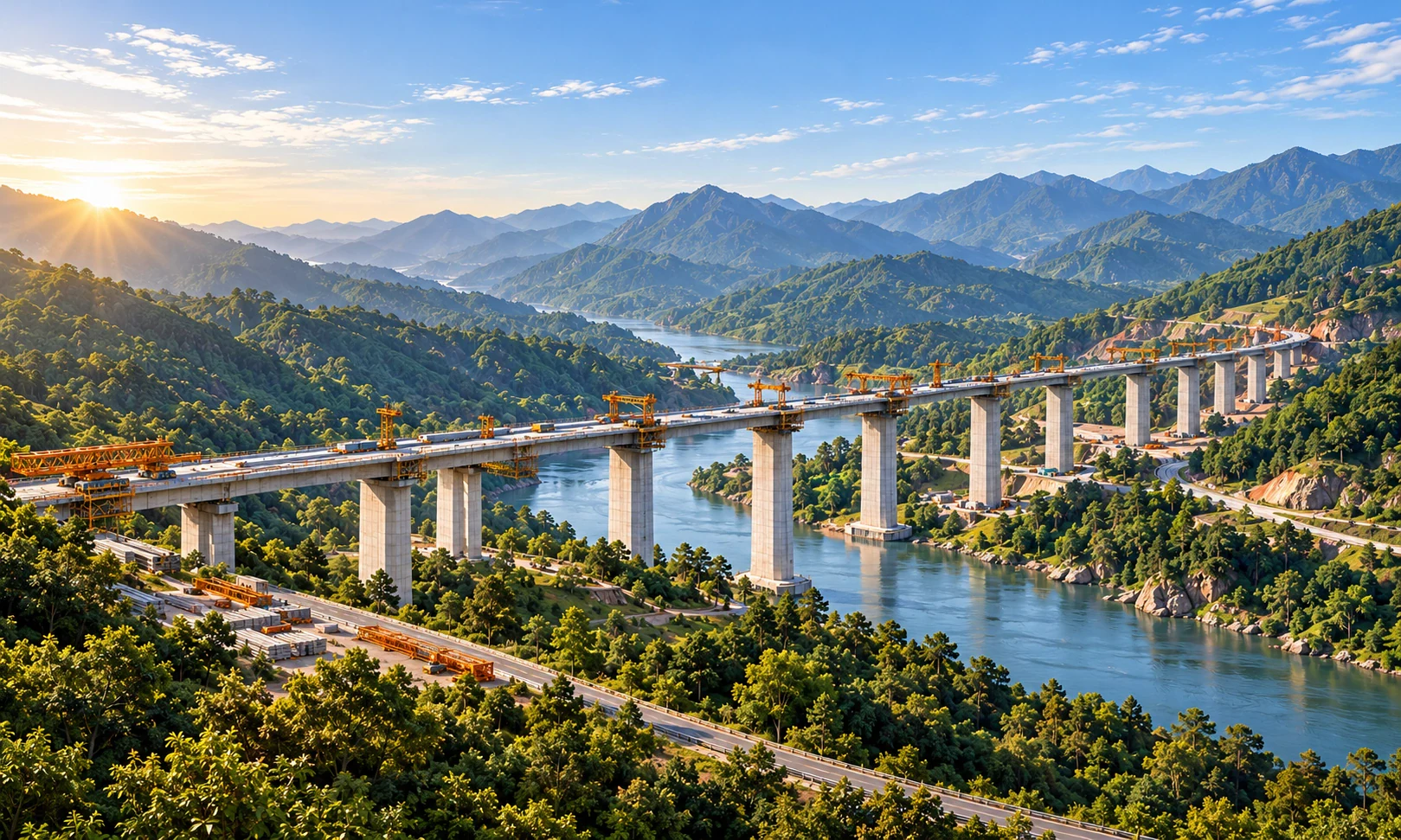 The viaduct construction project seen within its wider river and landscape context